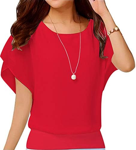 Loose Casual Short Sleeve Chiffon Top 