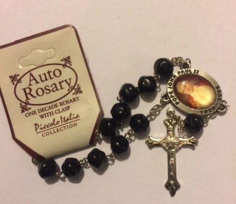 Black gemstone Saint Pope John Paul II Single Decade Rosary