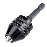 Hymnorq Keyless Aluminum Alloy Black Mini 3-Jaw Drill Chuck Screwdriver Adapter with Quick-change 1/4" Hex Shank to Hold 0.3-6.5mm Drill Bits Milling Cutters