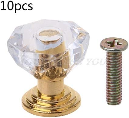 Cabinet Pulls 10pcs Modern Diamond Shape Crystal Glass Cabinet
