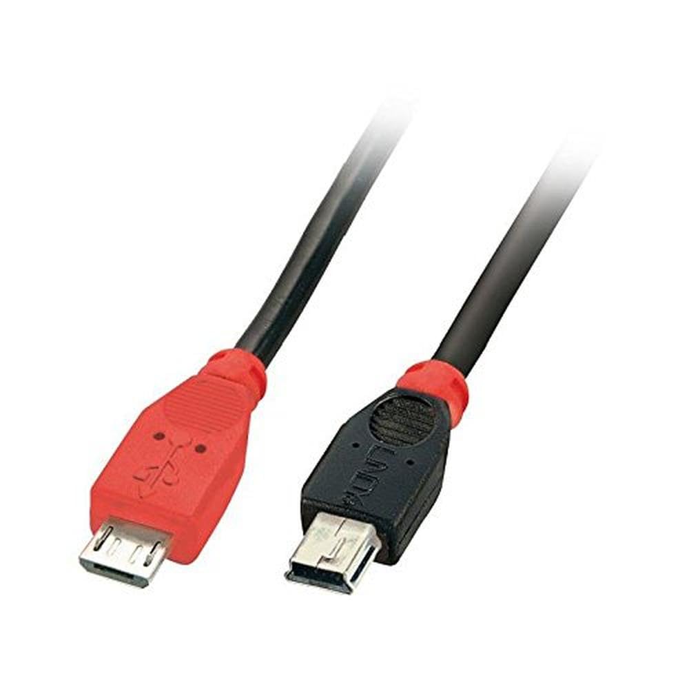 Lindy 1m USB OTG Cable - Black, Type Micro-B to Mini-B