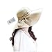 Gellwhu Womens Flax Bow Wide Large Brim Summer Beach Straw Sun Hat Derby Cap