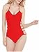 Womens One Piece Sexy Plunge Neck Strappy Swimsuit Swimwear Monokini (X Large, Strappy Red)