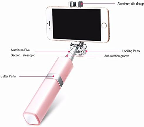 Jaylinna Generic Creative Lipstich Wired Selfie Stick Extendable Monopod for Iphone Samsung HTC Huawei and More(Pink)