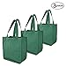 Simple Ecology Organic Cotton Deluxe Reusable Grocery Shopping Bag with Bottle Sleeves and Rigid Bottom Support (UPDATED DESIGN) - Green 3 Pack