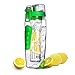 esLife 32 OZ Fruit Infuser Water Bottle with Large BPA Free Tritan Infusion Bottle Flip Top Lid & Dual Anti-Slip Grip Drinking Cup for Sports, Camping and Homeuse--Green