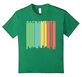 Kids Retro 1970's Sacramento California Downtown Skyline T-Shirt 4 Kelly Green
