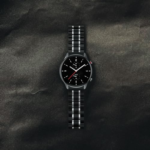 Suuira Band Compatible with Amazfit GTR 4/3 / 3 Pro / 2 / 2e / Stratos 2 / 2S / 3, Stainless Steel Replacement Strap Compatible with Amazfit Bip 5 / Balance (Black/Silver)