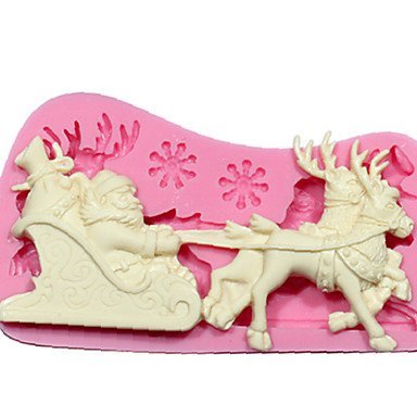 Silicone Mold DIY 3D Christmas Santa Claus Reindeer With Sled Fondant Cake Decorating Tools Chocolate Mold