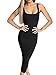 BEAGIMEG Women's Basic Tank Bodycon Sleeveless Solid Casual Long Dress Black
