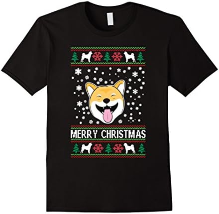 Men's Official Shiba Inu Ugly Christmas T-Shirt Medium Black