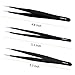 Shintop Anti-Static ESD Tweezers - Pointed Tweezers Anti-Magnetic, Anti-Acid Stainless Steel Tweezers Set for Laboratory Work, Electronics, Jewelry-Making (Pack of 6, Black)