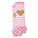 Gold Glitter Heart Pink and White Stripe Ruffle Baby Leg Warmer