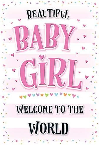 Piccadilly Greetings Modern Baby Girl Card Welcome to The World - 7 x 5 inches