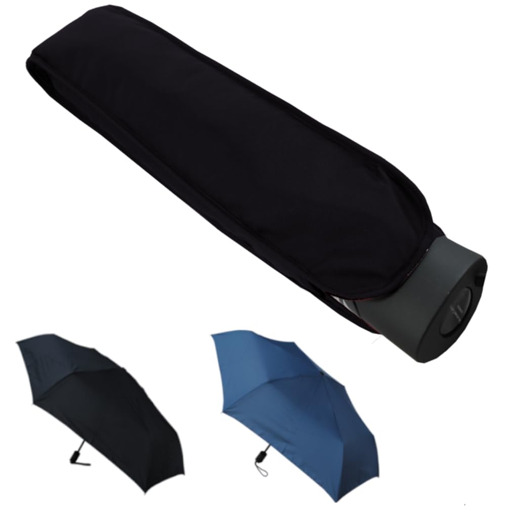 4cm Flat Windproof Strong Umbrella - Best for Auto Open and Close - Small Compact Umbrella - Slim Folding Foldable Frame Waterproof Travel - Men Women - Black Canopy