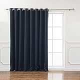 Best Home Fashion Premium Wide Width Thermal Insulated Blackout Curtain - Antique Bronze Grommet Top - Navy - 100