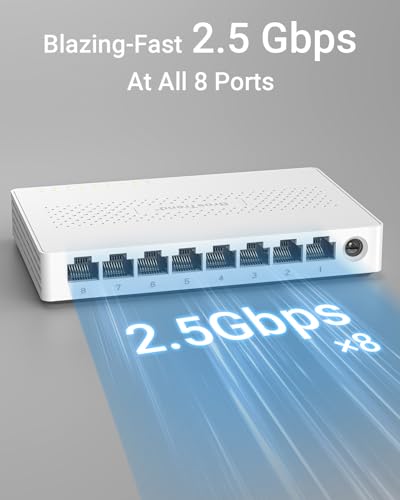 BrosTrend 8x 2.5-Gigabit Ports Ethernet Netzwerk Switch, 2.5 Gbit/s Unmanaged LAN Switch 8 Port für Home oder SOHO-Netzwerke (Lüfterlos Desktop/Wandmontage Plug-and-Play, Lifetime-Schutz) LAN Splitter thumbnail 2