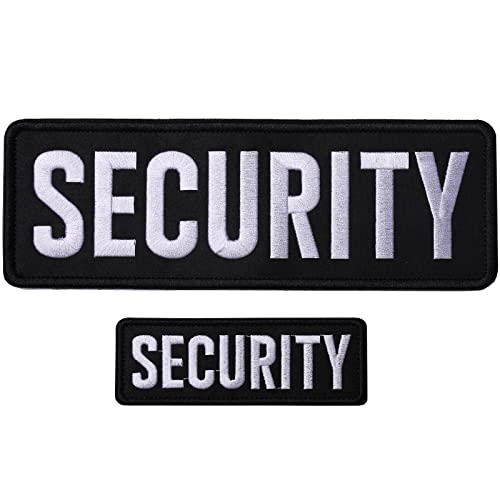 GYGYL 2 Pack Black Security Patch with Hook and Loop, for Police Vest Jacket Back Panel (1Pcs Small and 1Pcs Large )