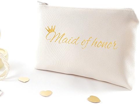 Gold bridal shower gift - Glitter bridesmaid make up bag (Gold Maid of honor)