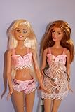 Underwear Bra and Panty Set in Pink with Nightie Made to Fit the Barbie Doll
