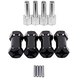 ShareGoo 4PCS 12mm Aluminum Wheel Hex Hub 25mm Offset Extension Hex Drive Adapter Combiner Coupler Conversion for 1/10 RC Crawler Axial SCX10 CC01 Jeep Wrangler D90 Wraith,Black
