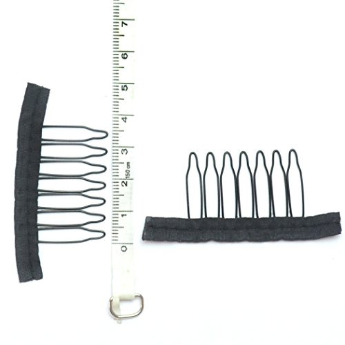 Luwigs 36 pcs Wire Wig Combs For Wig Caps Black Color Anti-Rust Wig Clips Accessories Tools (Black, Wig Comb)