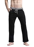 DESMIIT Men's Low Rise Milk Silk Sport Long Pant Front Tie Black US Medium