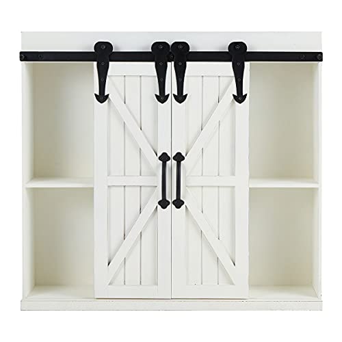 Wood Wall Storage with Sliding Barn Door,3Tier