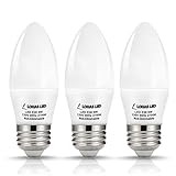 LOHAS 60W Equivalent Candelabra LED Light Bulbs, E26 LED Bulbs(6w Bulb), Warm White 2700K, Halogen Bulb Replacement, Ceiling Light Bulb 550 Lumens, 180 Degree Beam Angle, Not-Dimmable(3 Pack)