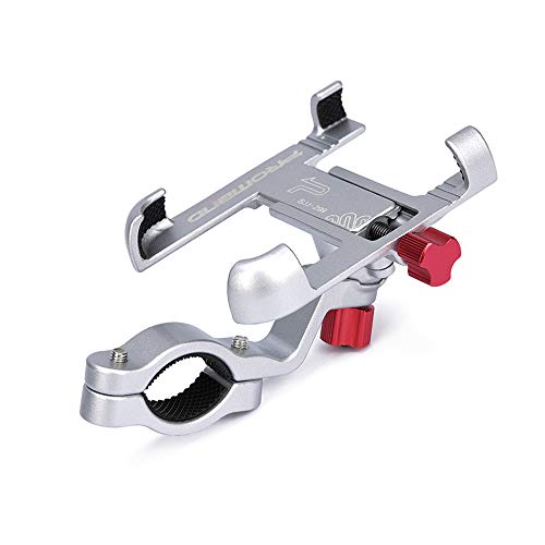 Aluminum Alloy Bike Phone Mount with 360 Degree Rotation, Adjustable Bicycle Handlebar Phone Holder for Motorcycle Mountain Road Hybrid Bike Compatible with iPhone Xs Max X 8 7 6 Plus Samsung S9 S8 S7