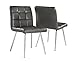 Monarch Specialties Grey Leather-Look/Chrome Metal 2-Piece Dining Chair, 32-Inch