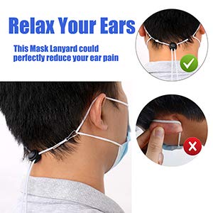 MOTOBA Adjustable Face Mask Lanyard, Safety Mask Holder & Hanger Chain Necklace Strap, Comfortable Around The Neck Relieve Ear Pressure(5 Pcs Black)