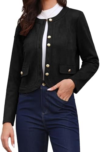 Amazon.com: JOAU Women's Casual Jackets Notched Lapel Asymmetrical