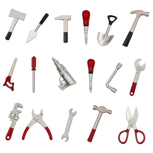 17PCS 1:12 Miniature Doll House Tools Metal Home Repair Multi-Tool Model Set Fun for Party Dollhouse Decoration Accessories Mini Yard Supplies Creative Pretend Toy (Tool)