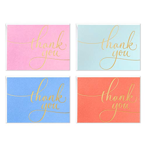 Hallmark Thank You Cards Assortment, Gold Foil Script (40 Thank You Notes with Envelopes for