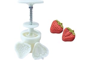 Yuing Mooncake Mold 50g- Cookie Stamps Plastic Hand Press Strawberry Shape Kitchen Gadgets DIY Baking Pastry Tool(Strawberry 
