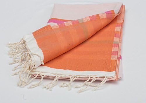 Turquoise Collection Corona Del Mar Amazing Turkish Beach and Bath Towel, peshtemal, Pareo, fouta, Yoga mat, Shawl, Blanket, a Truly Multi use Item, Orange