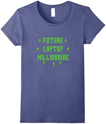 Womens Future Laptop Millionaire - T-shirt for online Entrepreneurs Large Heather Blue