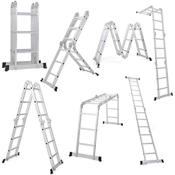 ladder multi step purpose aluminum extendable folding ladders platform extension ft scaffold giantex en131 330lb lightweight aluminium choice compact sellers