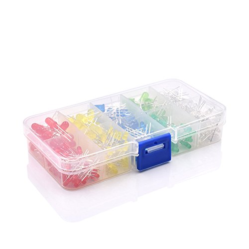 375pcs 3mm 5mm Colored LED Emitting Diodes Light Bulbs with 600pcs Metal Film Resistors Assortment kit
