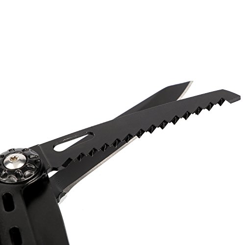 GETUHAND Multitool Pliers Stainless Steel 10-in-1 Multi Pocket Tool for Hunting, Hiking, Camping, Outdoor Survival with Multi Purpose Tools Sheath Folding Pliers/Knife/Saw, Wire Cutter(Black) - Thumbnail 4