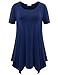 BELAROI Womens Basic Solid Loose Fit Short Sleeve Tunic T Shirt (L, Navy Blue)