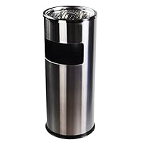 AMENITIES DEPOT Luxurious Stainless Steel Trash Can Garbage Bin with Ashtray(GPX-12B)