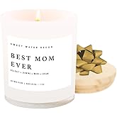Sweet Water Decor Best Mom Ever Candle - Mother's Day Gifts for Mom, New Mom Gift, Spa Scented Mother Candle - 11oz White Jar, 50+ Hour Burn Time, Made in The USA