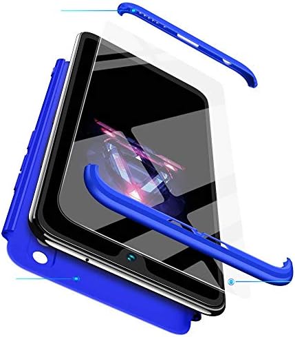 cmdkd Huawei Honor 8X Max Case, 360 Degree Protection 3 in 1 Slim PC Cover Shockproof Shell Full Body Coverage Hard Protective Case + Tempered Glass Screen Protector for Honor 8X Max Blue