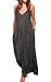 LILBETTER Women V-Neck Polka Dot Print Spaghetti Strap Boho Long Maxi Dresses(Black,X-Large)