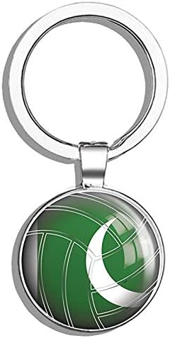 Glover Trading Pakistan Volleyball World Flag Art Round Stainless Steel Metal Key Chain Keychain Ring Double Sided Deisgn