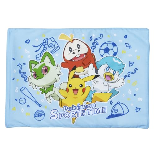 MORIPiLO 枕カバー ポケモン 【 肌に優しい 枕カバー綿100％ 】 子供 枕 子供用枕 綿 洗える枕 低め pillow | 約28x39cm （ポケモン ピカチュウ スポーツタイム ブルー）
