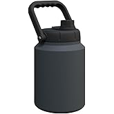 Asobu Mighty Stainless Steel Double Walled Insulated Jug 68 Ounces - Half Gallon (Dark Grey)