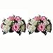 NUPTIO Pcs of 2 Fake Flower Ball Arrangement Bouquet,15 Heads Plastic Roses with Base, Suitable for Our Store's Wedding Centerpiece Flower Rack for Parties Valentine's Day Home Décor (Pink & White)